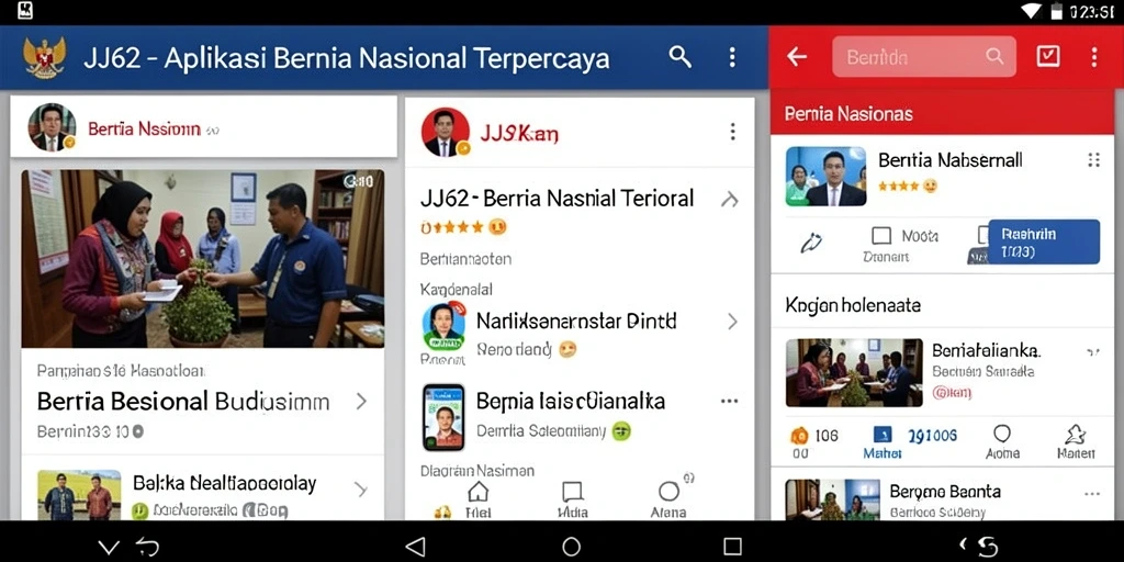Tampilan antarmuka aplikasi JJ62 untuk Berita Nasional.