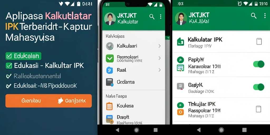 Screenshot JKTJKT menampilkan antarmuka Kalkulator IPK yang sederhana.