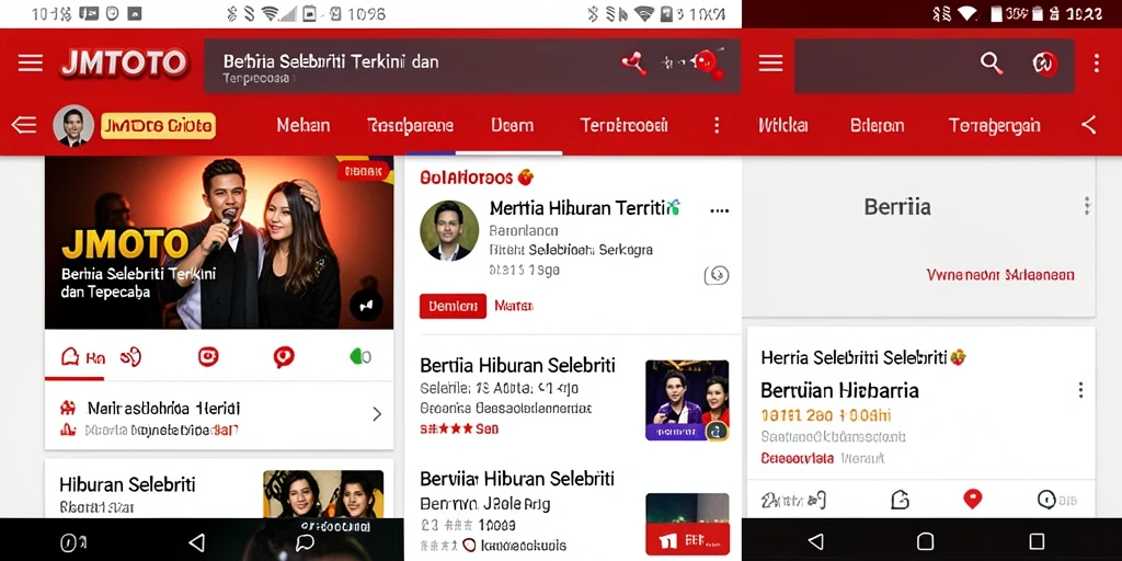Tampilan antarmuka JMTOTO dengan berita selebriti terbaru.