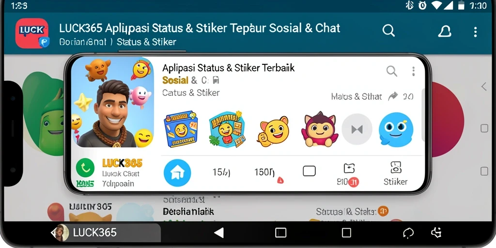 Antarmuka <strong>LUCK365</strong> dengan koleksi stiker yang menarik untuk sosial media.