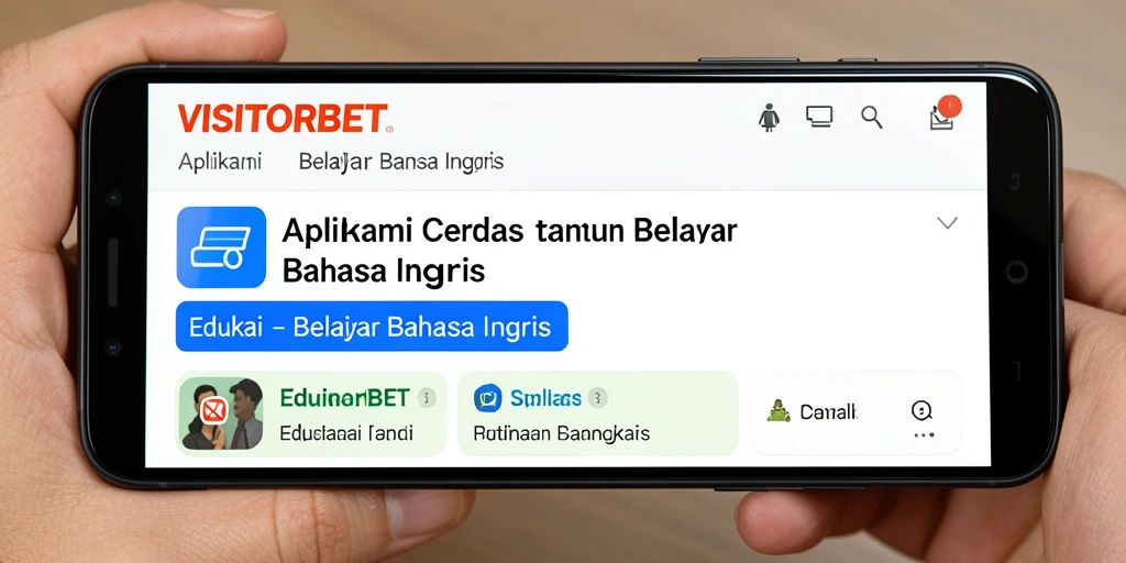 Tampilan antarmuka aplikasi VISITORBET untuk belajar Bahasa Inggris.