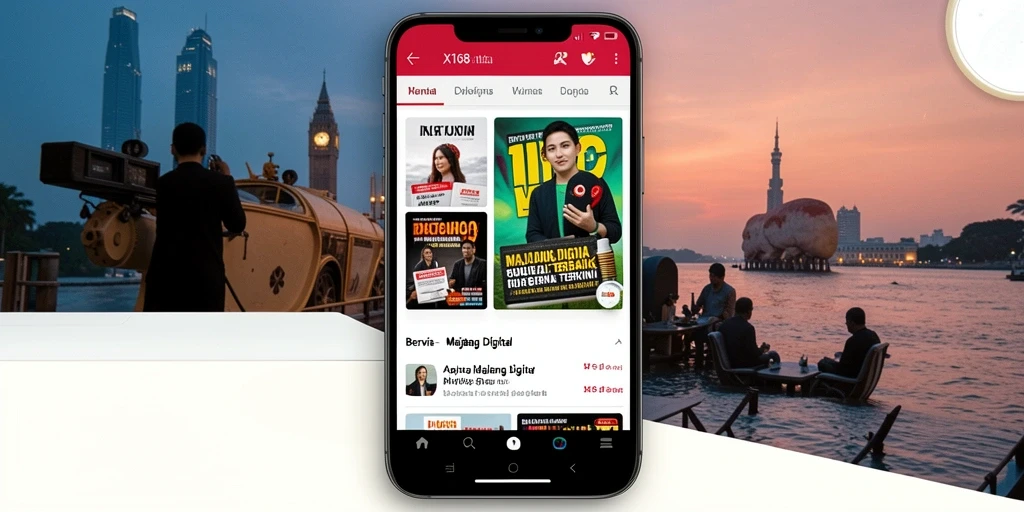 Antarmuka menarik aplikasi Majalah Digital X168.