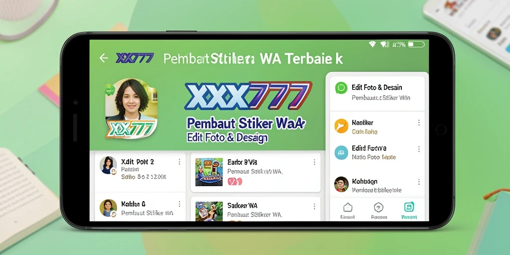 Tampilan antarmuka aplikasi Pembuat Stiker WA XXX777 yang menarik.